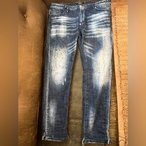 Philipp Plein Men's Faded Blue Skinny Jeans